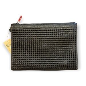 Black Studded Zip Wristlet Clutch